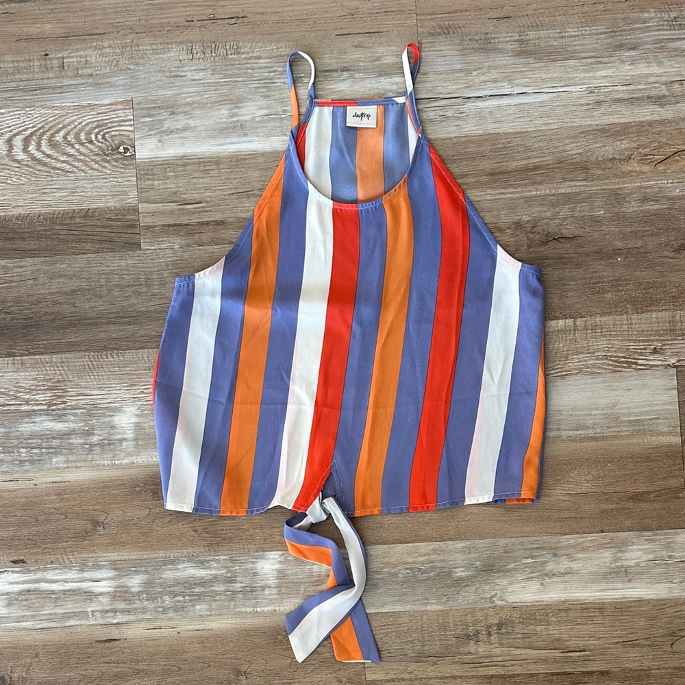 Daytrip Colorful Striped Tank Top with Tie